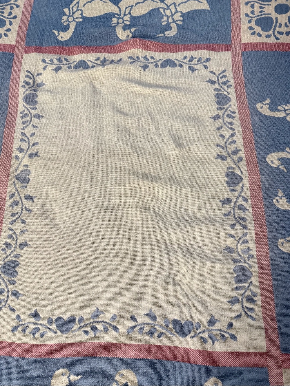 VTG Duck Goose Tapestry Blanket Woven Throw Blanket Blue Pink Cottage Core - Picture 4 of 7